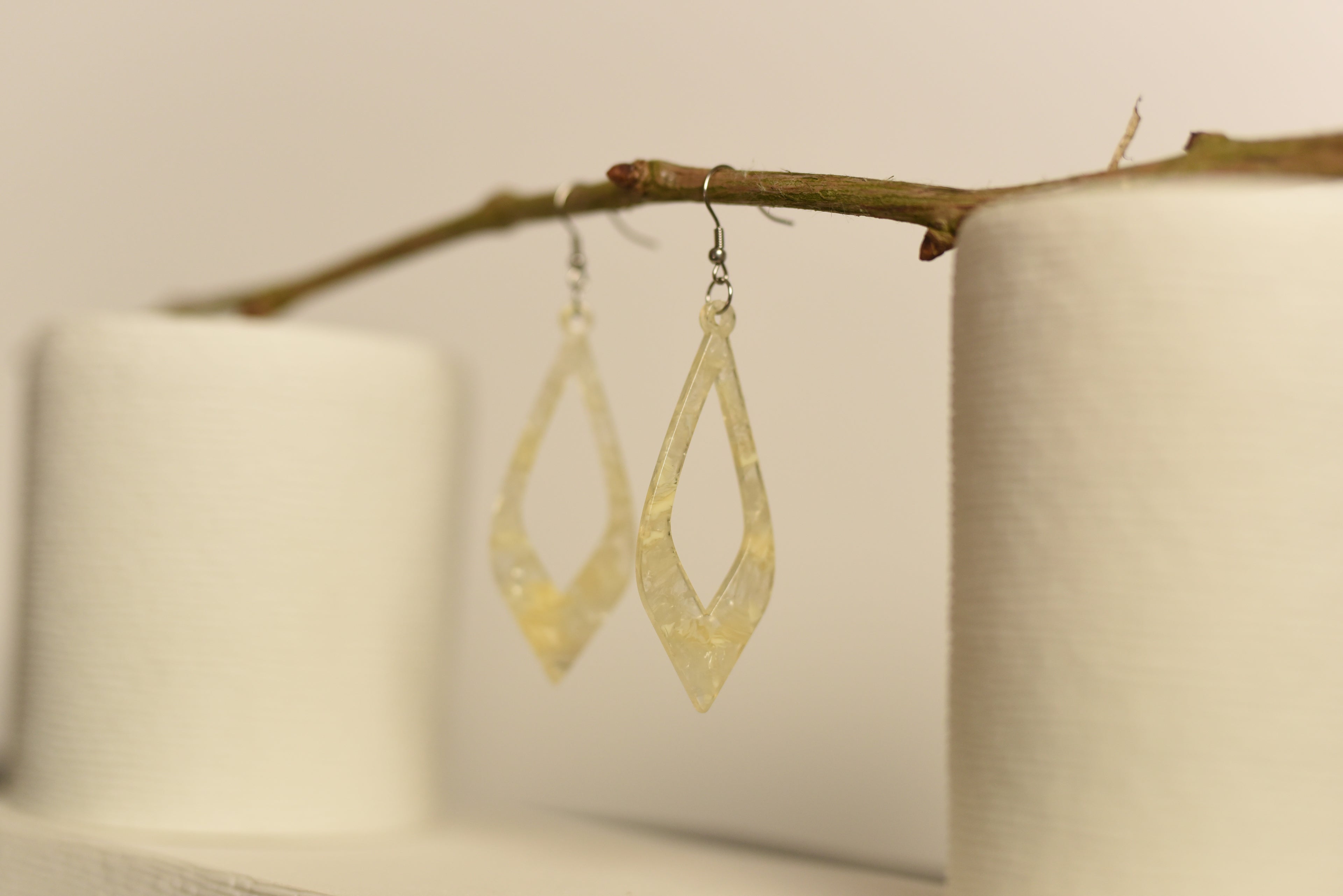 Boucles d'oreilles Albizia argenté